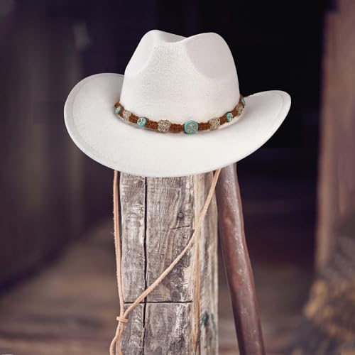 Image of Cowboy Hat Bands for Men Women, Leather Hatbands Belt for Cowboy /Western /Fedora /Cowgirl Hats