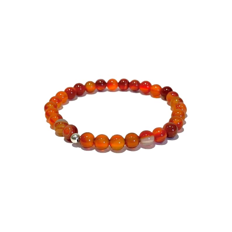 Bracelet agate de feu 6mm en perles facettées extensibles pour homme et femme LKBEADS