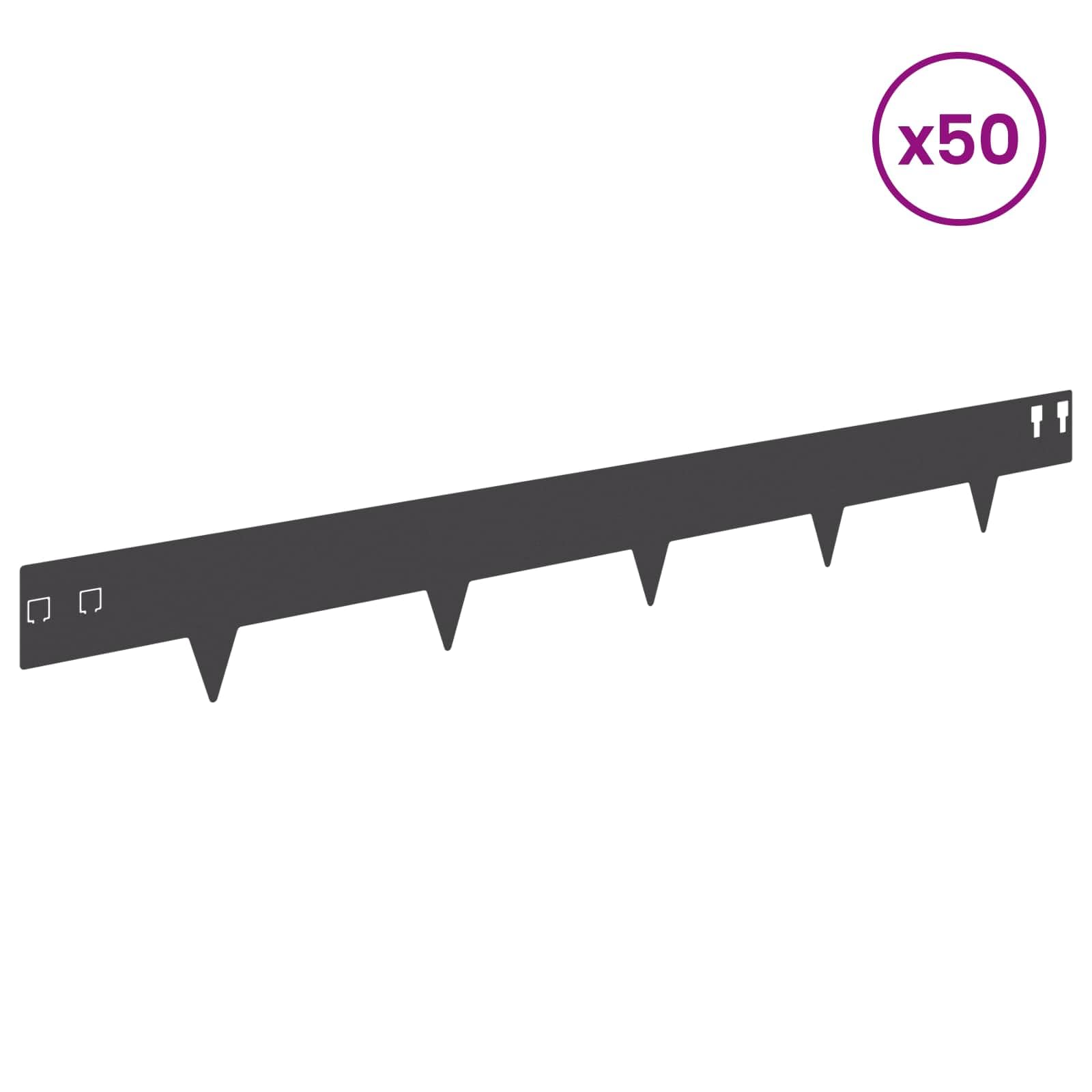 Gazonrand 50 szt. 100 x 12 cm stal czarna