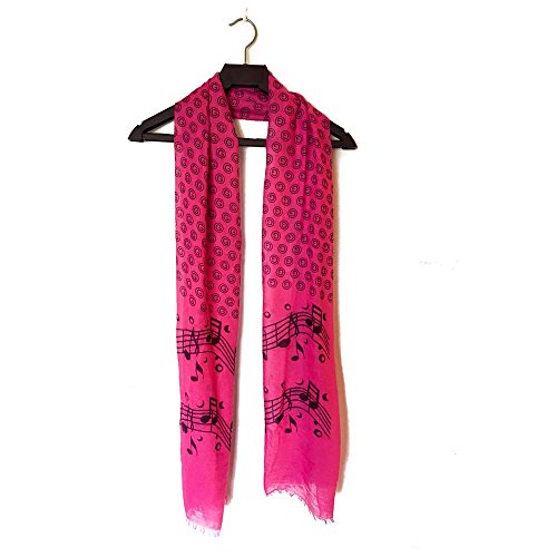 TracyTrends Musical Notes Scarf, Musician Gift for Women, Rose-Pink2