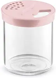 Pote Farinheiro Porta Queijo Ralado Saleiro Tampa Rosa