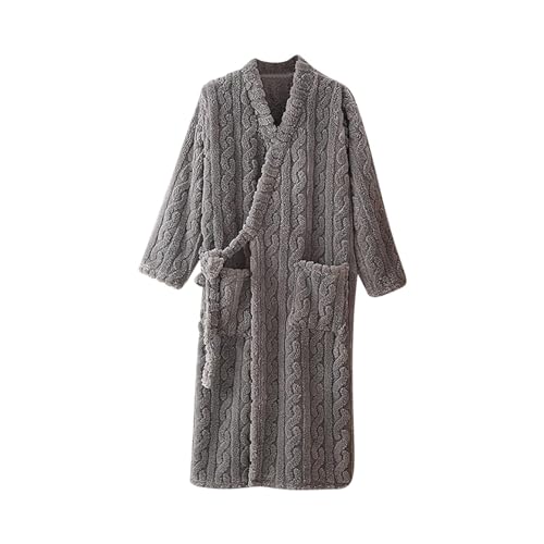 Women Fashion Jacquard Robe Fuzzy Fleece Cozy Robes Tie Side Kimono Bathrobe Nightgown Sleepwear with Pockets