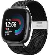 YASPARK Solo Loop Armband für Fitbit Versa 3, Verstellbarer Geflochtener Elastischer Sportarmband...