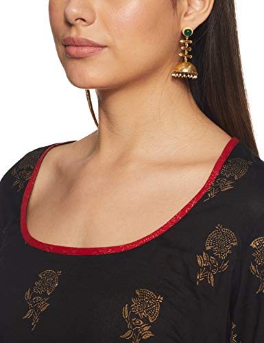 Image of ZEMYRA Women's Cotton Straight Salwar Suit Set (AW19H1KSET7 Black Large)
