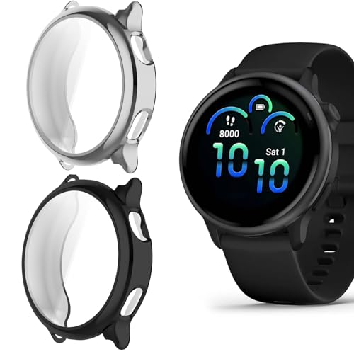 Coque Vivoactive 6 Lamshaw en TPU souple plaqué noir et argent, lot de 2