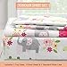 100 Cotton 3 Piece Toddler Sheet Set, Soft Breathable Crib Bedding Set for Girls Includes a Flat Sheet, a Fitted Sheet, a Pillowcase, Sweet Floral Friends Baby Elephant Turtle Pink Grey