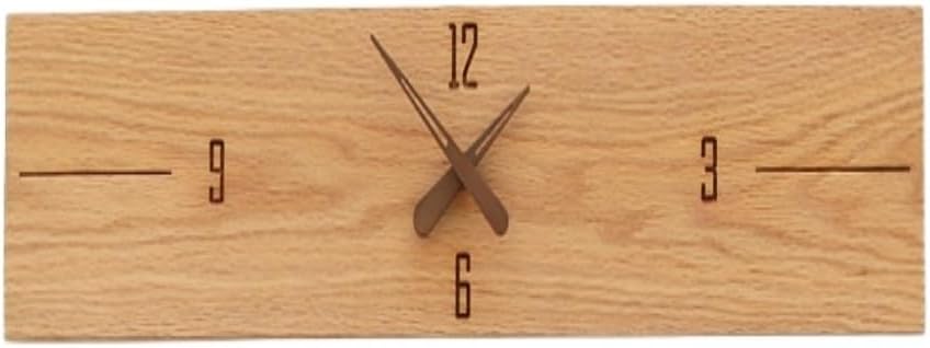 Wall Clock Walnut Solid Wood Rectangular Wall Clock Horizontal Hanging Silent Clock Living Room Bedroom Decoration Clock Clock for Wall(B)