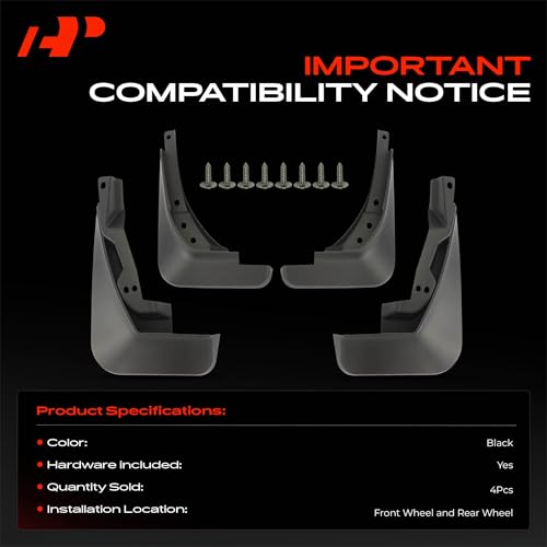 Image of A-Premium Mud Flaps Compatible with Audi | for Audi A4 & A4 Quattro, No Drilling Required Mud Guards with Hardware Accessories, Set of 4 Front and Rear