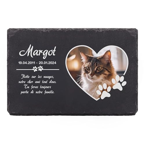 LAUBLUST Pierre commémorative personnalisée avec nom et Photo comme Plaque tombale pour Chien, Chat & Autres Animaux de Compagnie - Pattes, 3 Tailles |...