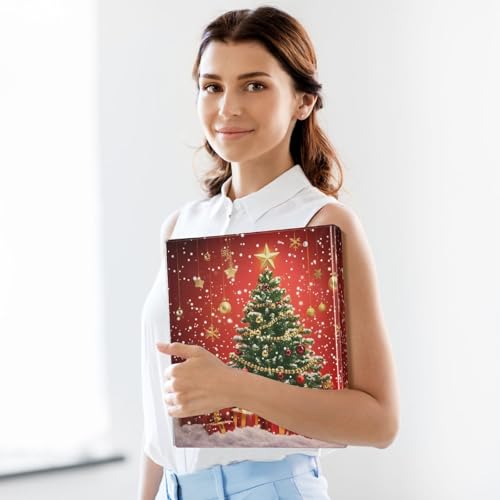 Image of Christmas Tree Gift Box 3 Ring Binder with 2 Interior Pockets 1.5 inch Binders 3 Ring Heavy Duty Fit 8.5 inch x 11 inch Letter Size for Office School, 2 Pack
