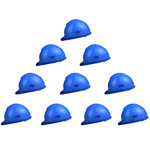 Allen Cooper Industrial Safety Helmet SH-702, Shell with Ventilation, Plastic Cradle with Manually Adjustable Headband - Blue (Pack of 10)