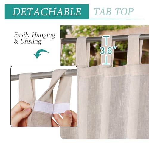 Gluhbirnen Outdoorvorhänge, Outdoor Vorhänge mit Ösen Wasserdicht, Balkon Vorhang, Transparente Vorhänge, Sonnenschutz Vorhang, Outdoor Gardinen, Vorhang Pavillon, Leinen, 132 * 213CM