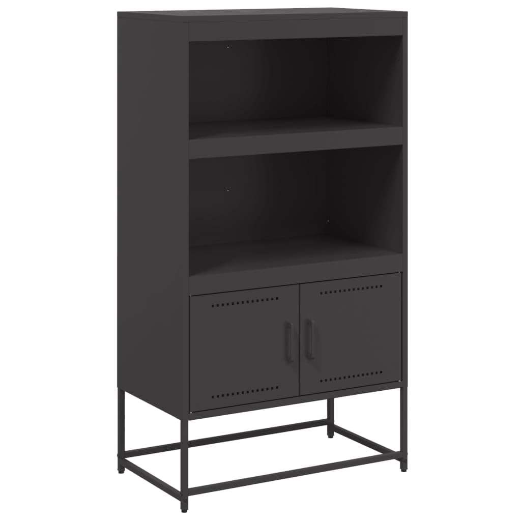 Armadio alto nero, 68,5 x 38,5 x 123,5 cm, in metallo con ante