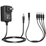 Security-01 AC 100-240V to DC 12V 2A Power Supply Adapter with 4 Ways Splitter Cable for Security Camera/DVR/NVR/Led Strip Lights/Router/Monitor/Keyboard,UL Listed