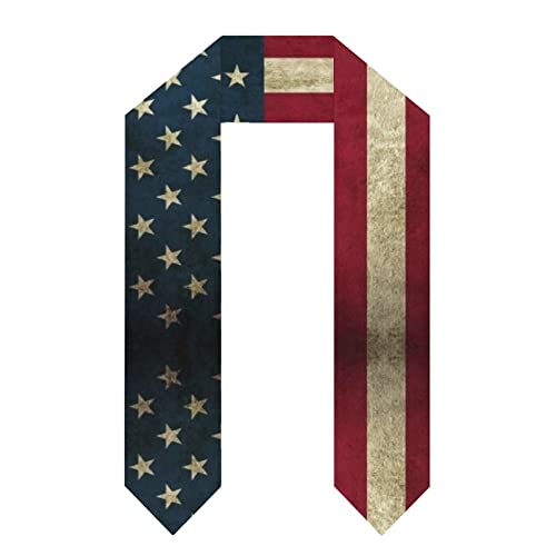 Bagea-Ka American Flag USA Pattern Graduation Shawl Print Stoles Graduate Sash Unisex Congratulation Gifts