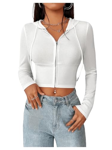 Amazon.com: RoseSeek Women's Zip Up Hoodie Cropped Sweatshirt Y2K