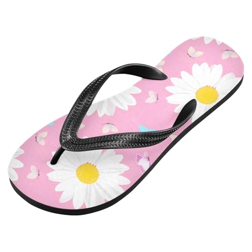 Butterfly Flowers Pink Flip Flops for Beach Thong Sandals Anti-slip Lightweight Shower Shoes for Indoor Outdoor House2
