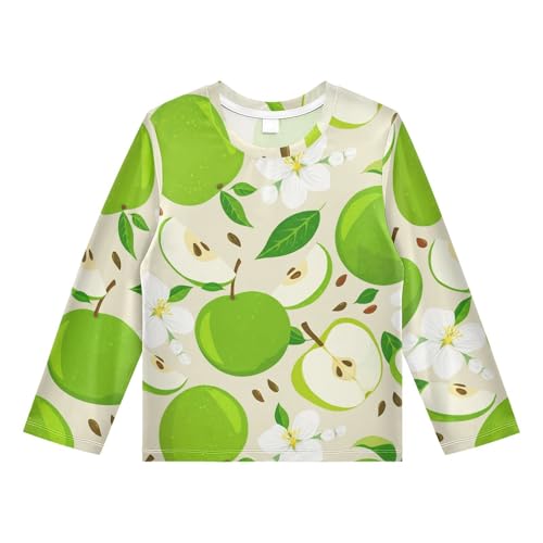 Fruits Blossom Beige Boy's Rash Guard Swim Shirt Long Sleeve Sun Shirt for Swimming Pool Beach UPF50+