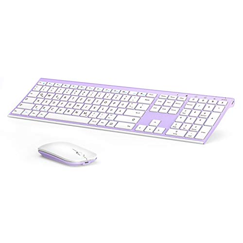 Ultraslim Tastatur und Maus Set, 2.4G Kabellose Tastatur mit Funkmaus Wiederaufladbar Kombi für PC, Laptop, Smart TV, QWERTZ Deutsches