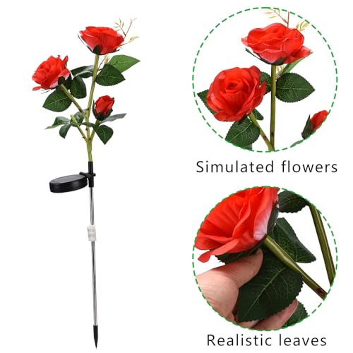 XhuangTech Solar Roses Flowers Lights Outdoor Garden Ornaments - Image 3