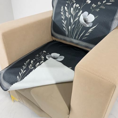 Image of Homerz Premium Waterproof Jasmine Joe Sofa Seat Cover - Floral Printed Sofa Protector | Non-Slip, Washable & Durable Sofa Protector (Grey, 1 Seater with Back)