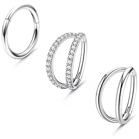 MILACOLATO 3PCS Stainless Steel Nose Rings Set Cover