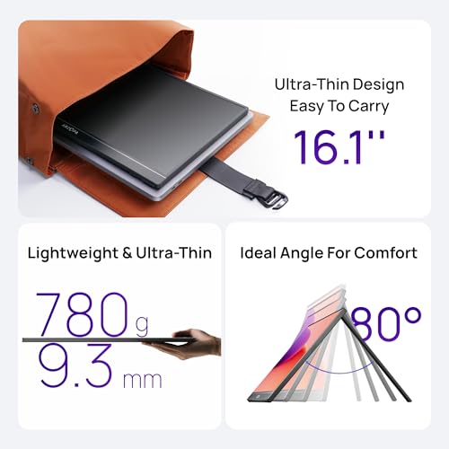 Image of ARZOPA 16.1 inch Portable Monitor, 100% sRGB FHD 1080P Kickstand Portable Laptop Monitor High Color Gamut Display IPS Eye Care Screen for High-end Office & Entertainment -Z1C