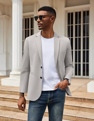 Image of COOFANDY Men's Casual Knit Blazer Two Button Lightweight Sport Coats Suit Jacket