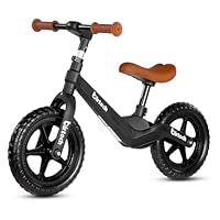 Hello-5ive 12\" Balance Bike for boys,girls, Lightweight No Pedal Walking Training Bike with Nylon Frame and Flat-Free Tires, Adjustable Kids Balance Bike for 2,3,4,5 year old (Black)