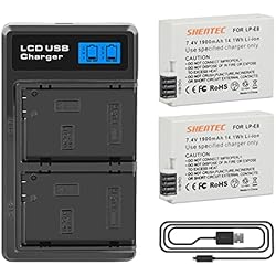 Cargador Bateria Canon T5I 2X Shentec Baterías LP-E8 1900mAh para Canon LP-E8 Rebel T3i T2i T4i T5i EOS 600D 550D 650D 700D Kiss X5 X4 Kiss X6 LC-E8E