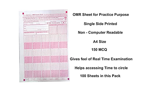 Image of amblitz Acrylic Paper Omr Sheet |150 Mcq'S | 100 Sheets Pack | A4 Size | Omr Sheets For Practice | Loose Answer Sheet | 70 Gsm |
