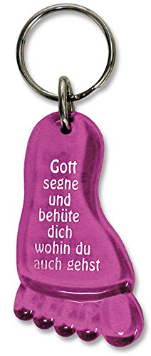 Uljö °° Schlüsselanhänger Fuß Gott segne und behüte dich wohin du auch gehst (pink)