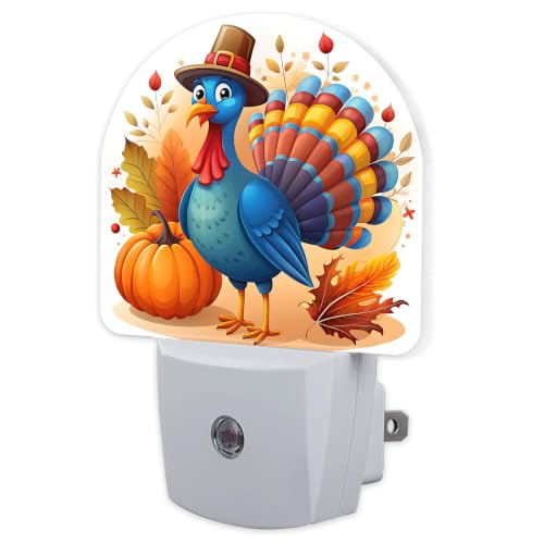 Image of Night Light, Dusk to Dawn Night Light Plug in, Fall Thanksgiving Turkey | Fall Thanksgiving Night Light for Kids,0.5w Energy Saving,Sleep Friendly,Nightlight for Hallway Stairway Kitchen Bedroom