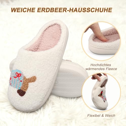 BEIUEN Warm Hausschuhe Damen,Winter Plüsch Pantoffeln,Weiche flache Hausschuhe Rutschfest für drinnen und draußen,Geschenk für Damen,Geschenk für Weihnachten & Halloween(Dackel,EU37-38
