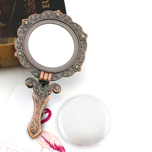 Espejo de maquillaje de metal con aumento 3x portátil para retoques perfectos 2