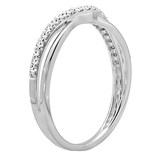 Dazzlingrock Collection 0.25 Carat (ctw) Round Lab Grown White Diamond Ladies Wedding Guard Contour Band 1/4 CT | 925 Sterling Silver2