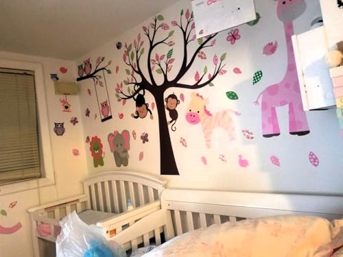 Vinilo decorativo infantil Jungle Pink Owl & Tree miniatura 3