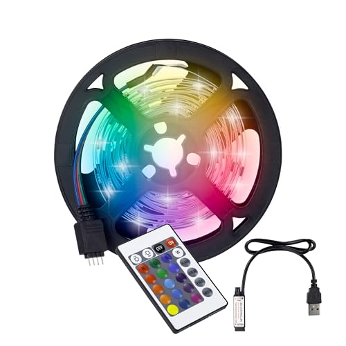 Generico Led Striscia RGB con Telecomando – Luci Led Multicolore per Interni 5 Metri – Ideale per Camera, Cucina e Gaming