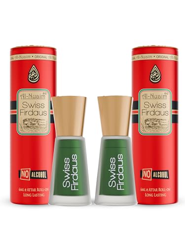 Image of Al-Nuaim Swiss Firdaus Attar Roll On - 6ml (Pack Of 2) |Luxury Scent with Long Lasting Fragrance Men