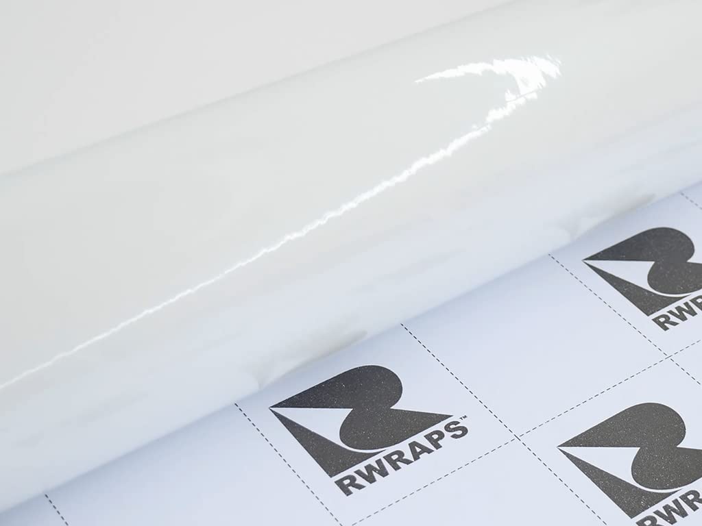 Rwraps Gloss Metallic Vinyl Car Wrap Film in White - 5ft x 1ft - Vehicle Sheet Roll with Adhesive Back and Air Release Technology