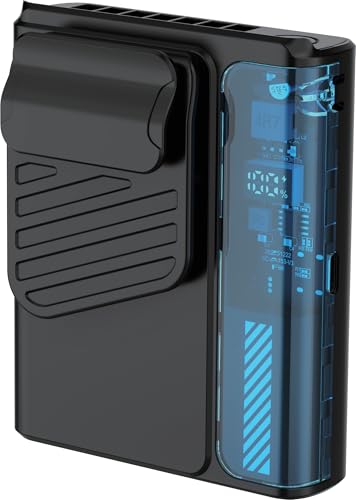 Ventilador Portatil Cintura Clip - 4 en 1 Bateria Recargable Ventilador Usb 10000rpm y 5 velocidades, ventilador camiseta con Pantalla Led, manos libres, Deportivo, Viaje, Trabajo, Camping, Regalo