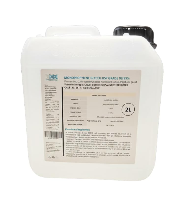2L Monopropylène Glycol (PG) USP Qualité Alimentaire 99,99% Pur – Grade Pharmaceutique/Alimentaire – Haute Pureté