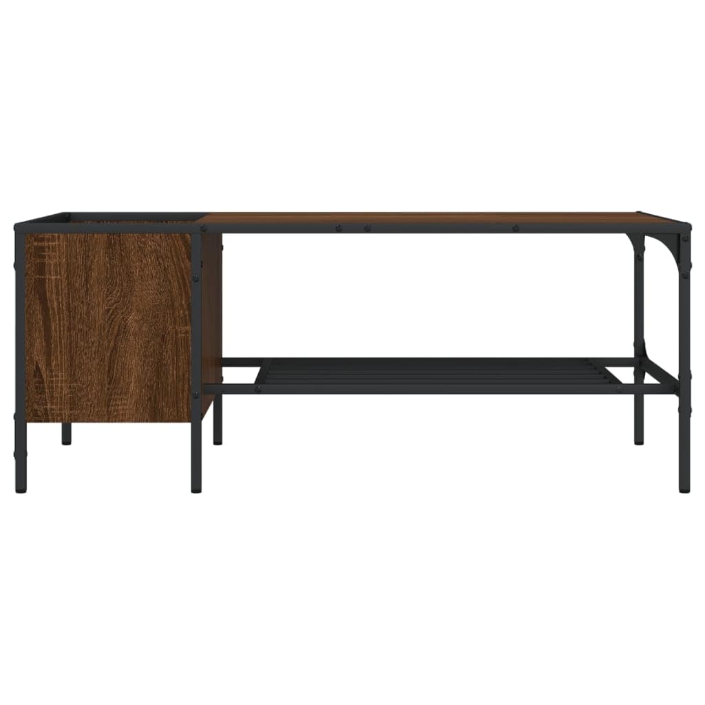 vidaXL Mesa de Centro con Estante, Mesita Auxiliar con Almacenaje, Mesa Decorativa de Sofá, Mueble para Salón, Madera de Ingeniería Roble Marrón