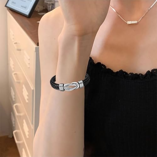 To My Daughter Love You Forever Bracelet, Mother and Daughter Braided Leather Inspirational Wristband Stainless Steel Infinity Knot Engraved Bangle Gift from Mom3