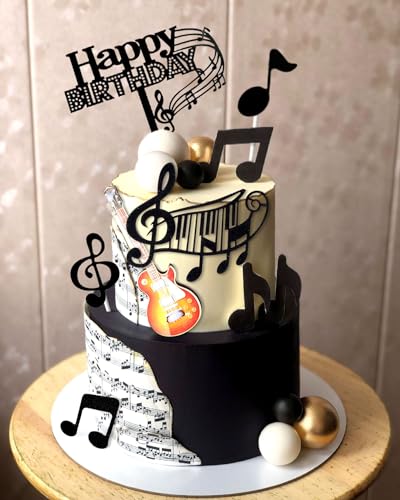 Jevenis JEVENIS-XBYYDGZSBJ86 Guitar Cake Toppers Rock Music Cake Topper Music Notes Balls Cake Decorations thumb #4