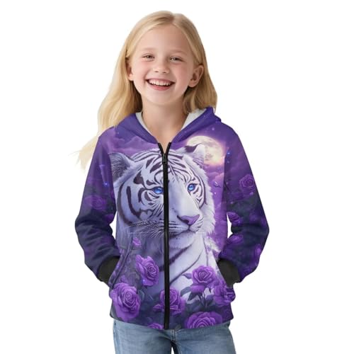 Hoodies for Girls 6-16Y Kids Winter Long Sleeve Zip Up Hooded Sweatshirts