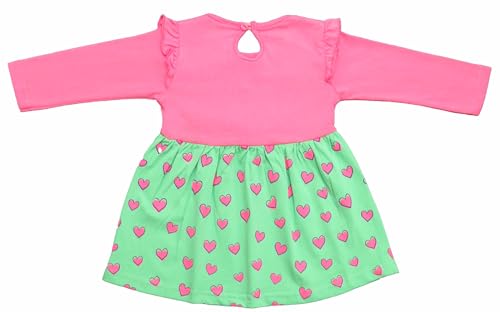 Image of Clothe Funn New Born Baby Girl Trendy Cotton Dress (3-4 Years, Pink /Mint Green)