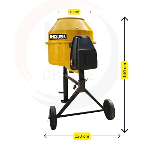 Image of IND 200 L Electric Concrete Mixer Machine | 900W Single Phase Motor | 60-70 kg Mixing Capacity | Heavy Duty Portable Cement Mixer | DRUM