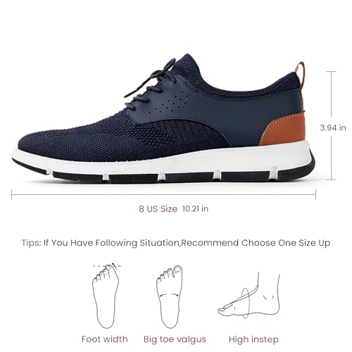 Samilor Breeze Men's Oxford Lace-Up Lightweight Casual Walking Shoes, Comfortable Dress Sneakers, Mesh Business Shoes, Navy2