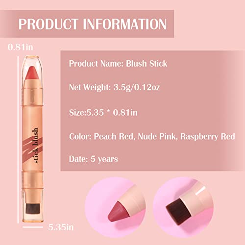 Dageda Blush Stick, Cream Blush Stick With Brush, 3 In 1 Multi Blush Stick For Cheeks & Lips & Eyeshadow, Waterproof Blush Face Stick Lightweight Natural Blush Makeup Stick For All Skin Tones (03) #TOP6